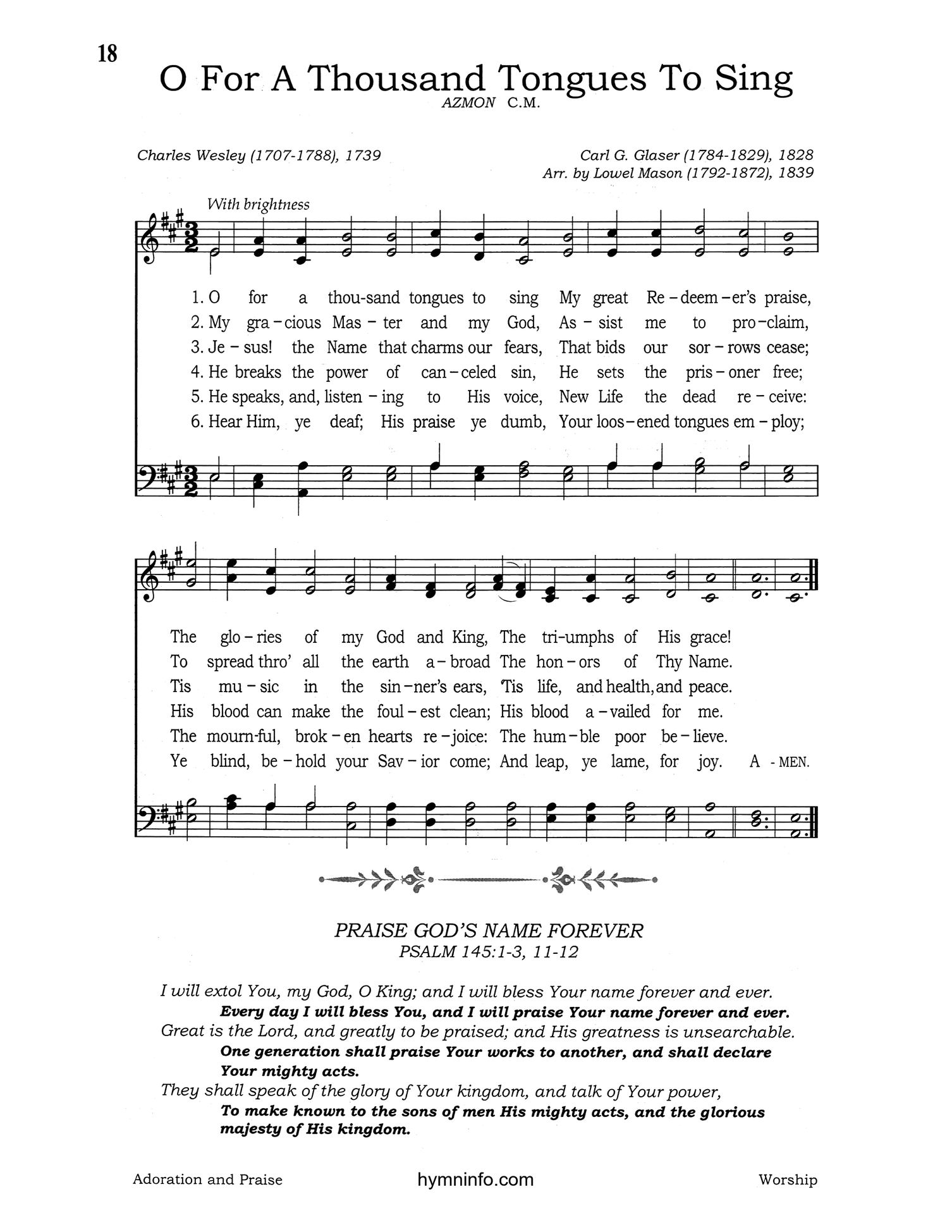 O for a Thousand Tongues to Sing