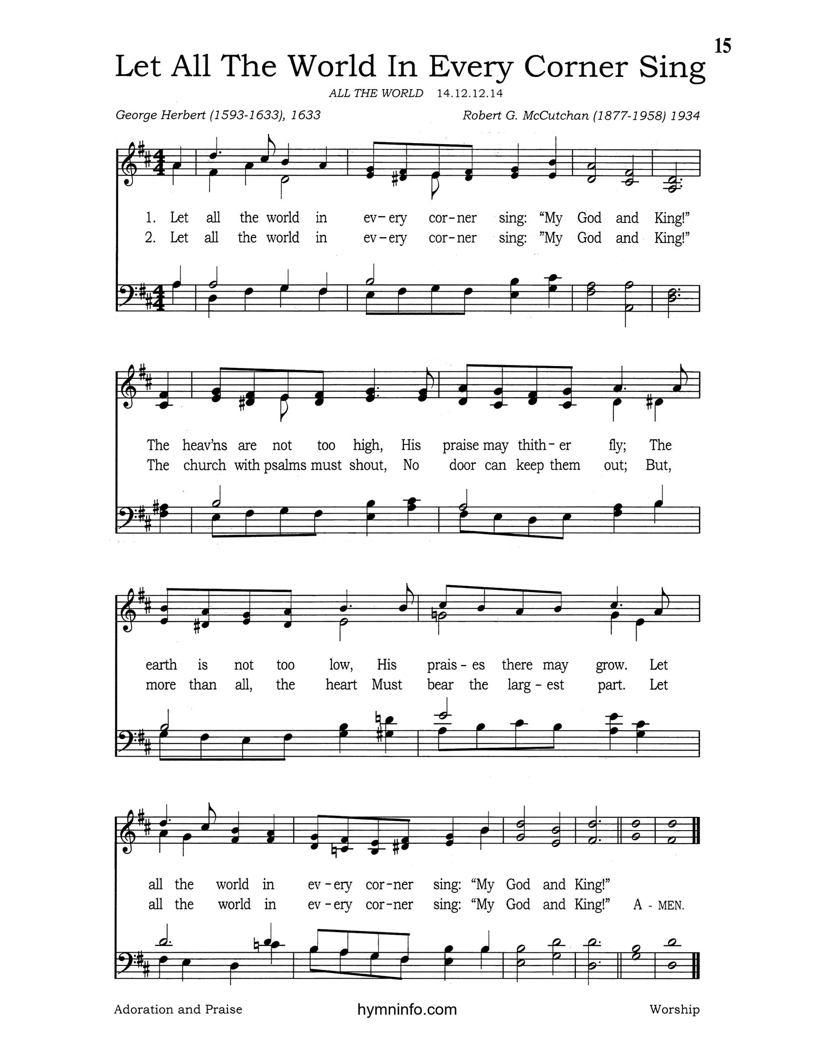 Let All the World in Every Corner Sing