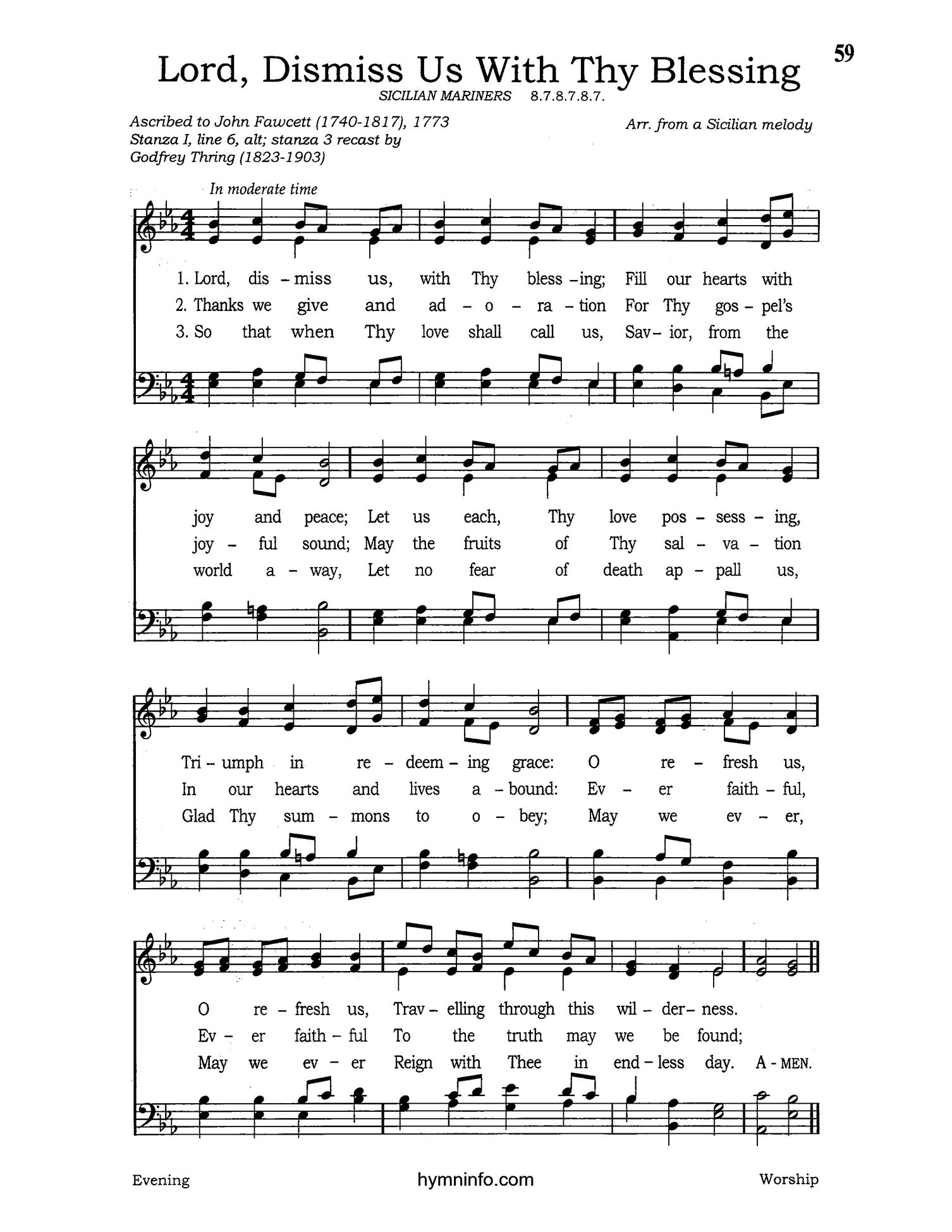 Lord, Dismiss Us with Thy Blessing