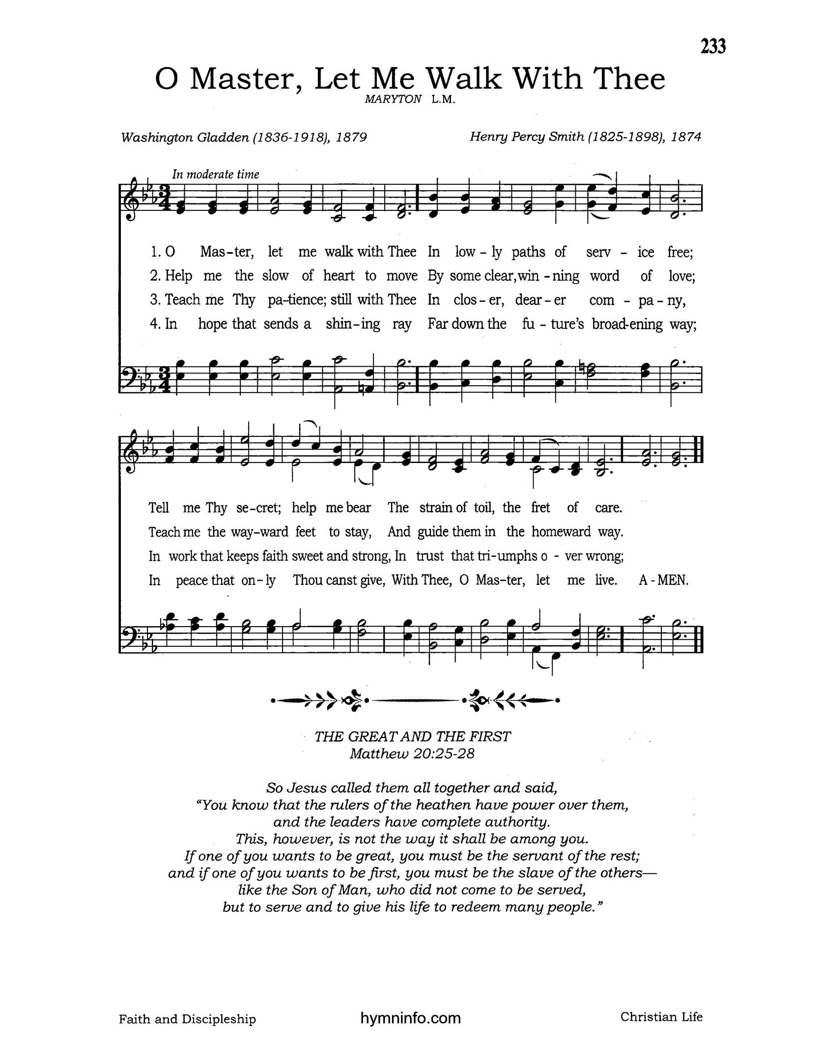 O Master, Let Me Walk with Thee