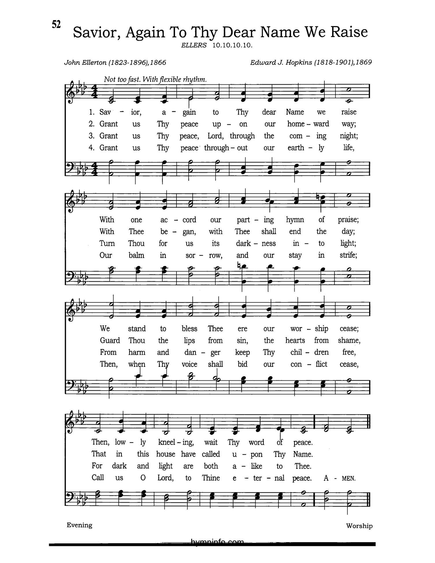 Savior, Again to Thy Dear Name We Raise