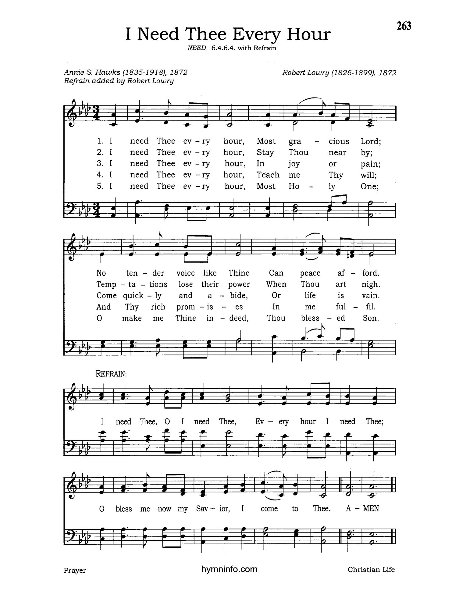 I Need Thee Every Hour