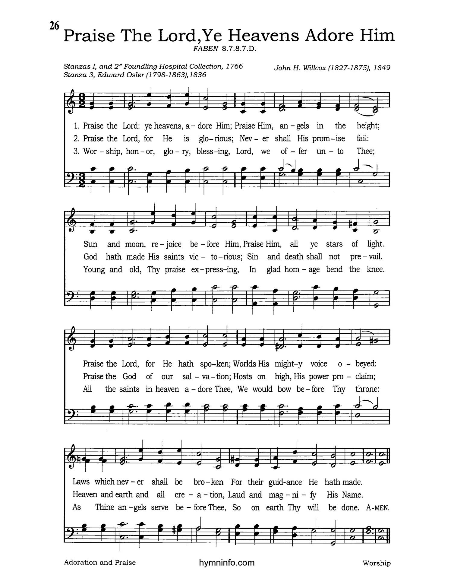 Praise the Lord, Ye Heavens Adore Him