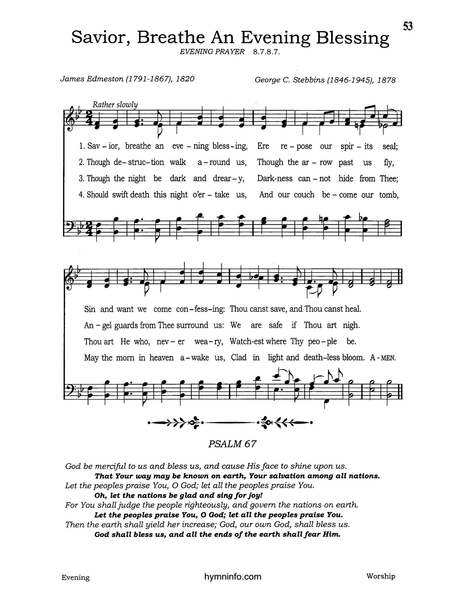 Savior, Breathe an Evening Blessing
