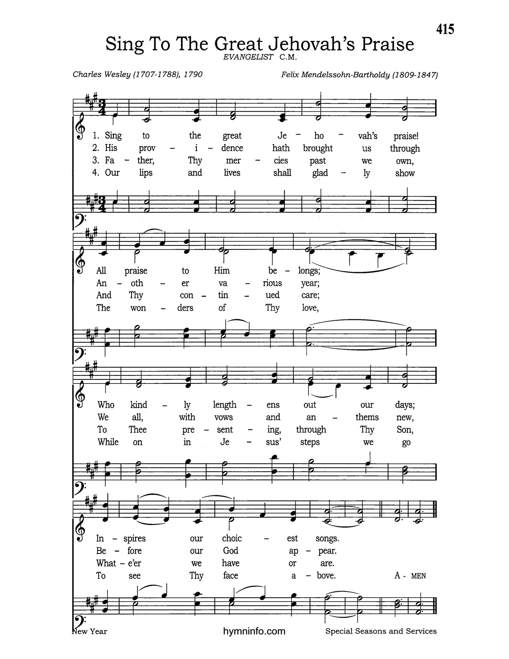 Sing To The Great Jehovah's Praise